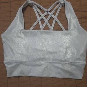 BuffBunny Metallic Silver Strappy Sports Bra